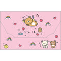 Rilakkuma A5 Flap Clear Holder – Yuru‑Yuru Pokapoka (FA17801 / Pink)
