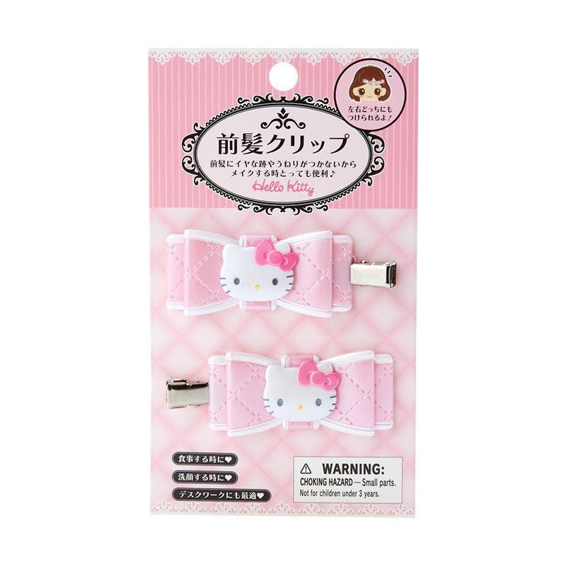 Sanrio Hello Kitty KT Bangs Clip 2‑Piece Set – Quilt Ribbon