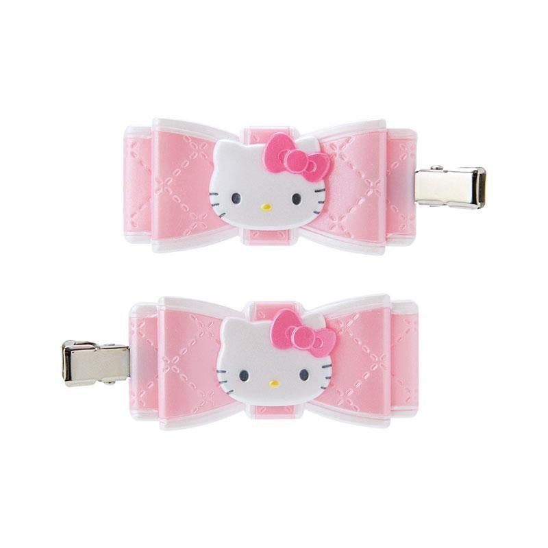 Sanrio Hello Kitty KT Bangs Clip 2‑Piece Set – Quilt Ribbon
