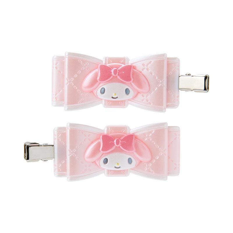 Sanrio My Melody MM Bangs Clip 2‑Piece Set – Quilt Ribbon