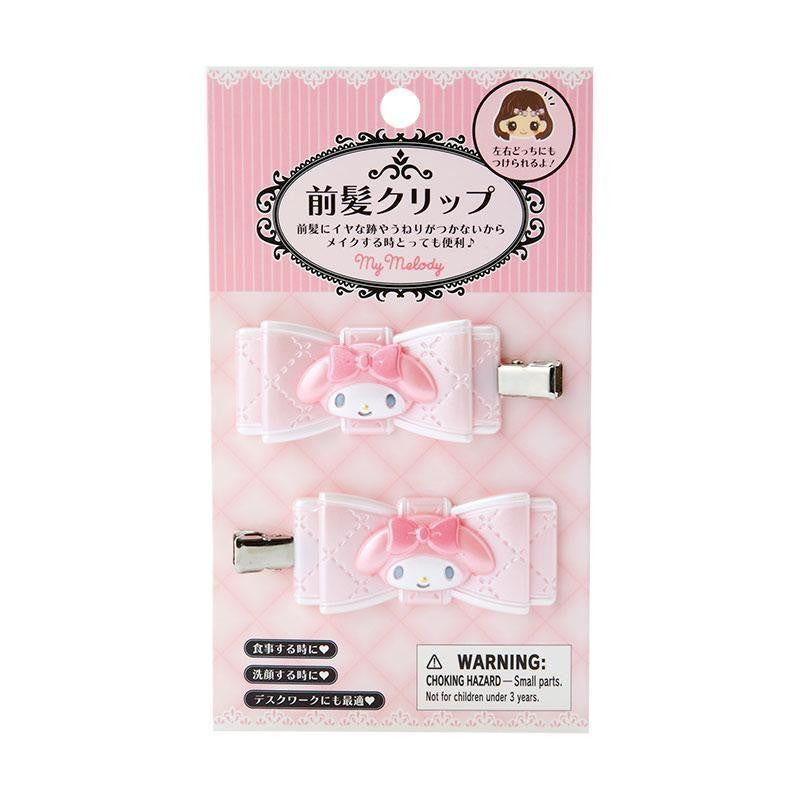 Sanrio My Melody MM Bangs Clip 2‑Piece Set – Quilt Ribbon