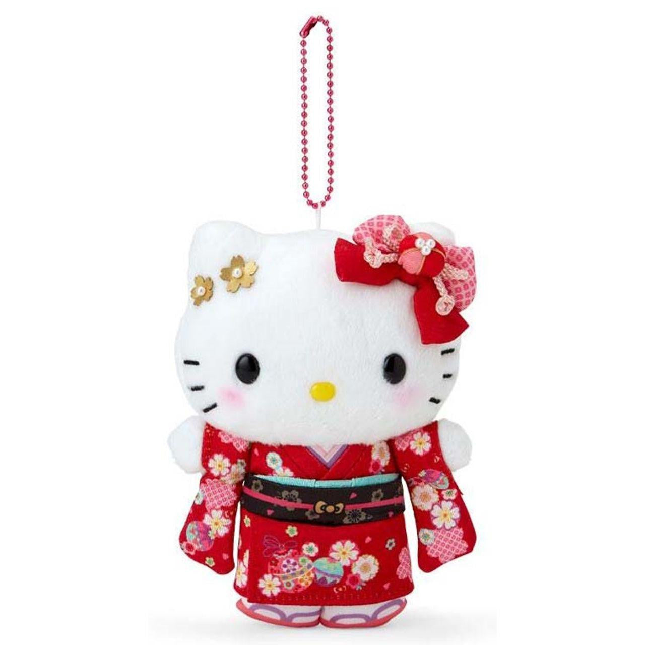 Sanrio Hello Kitty KT Plush Mascot Holder Keychain – Kimono Sakura