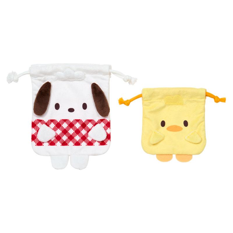 Sanrio Pochacco PC Drawstring Pouch 2‑Piece Set – Daisuki P‑Chans Series