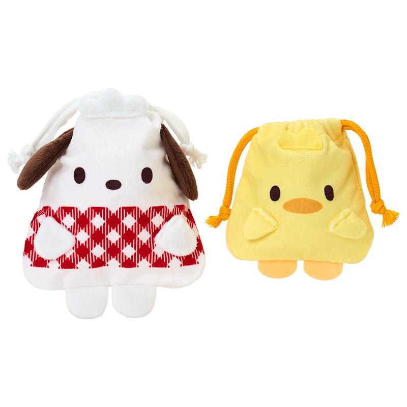 Sanrio Pochacco PC Drawstring Pouch 2‑Piece Set – Daisuki P‑Chans Series