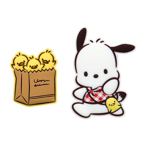 Japan Sanrio Original Magnet Set – Pochacco PC Loves Pee‑chans (Happy Birthday)